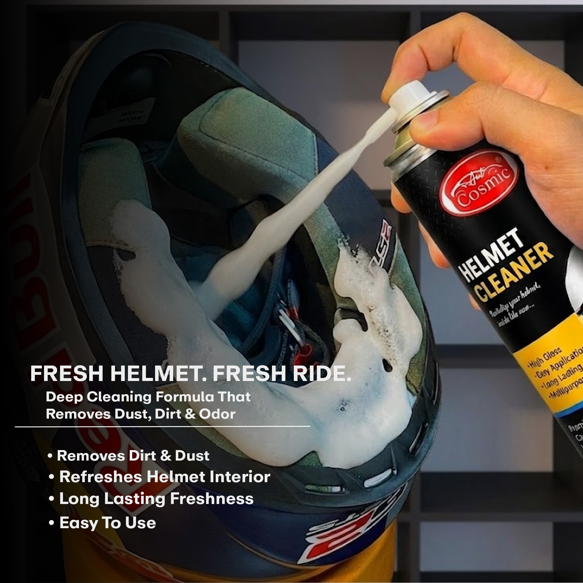 Auto Cosmic Helmet Cleaner Spray – Premium Helmet Cleaning & Shine Enhancer for Visors, Shells & Helmet Interiors (500ml)