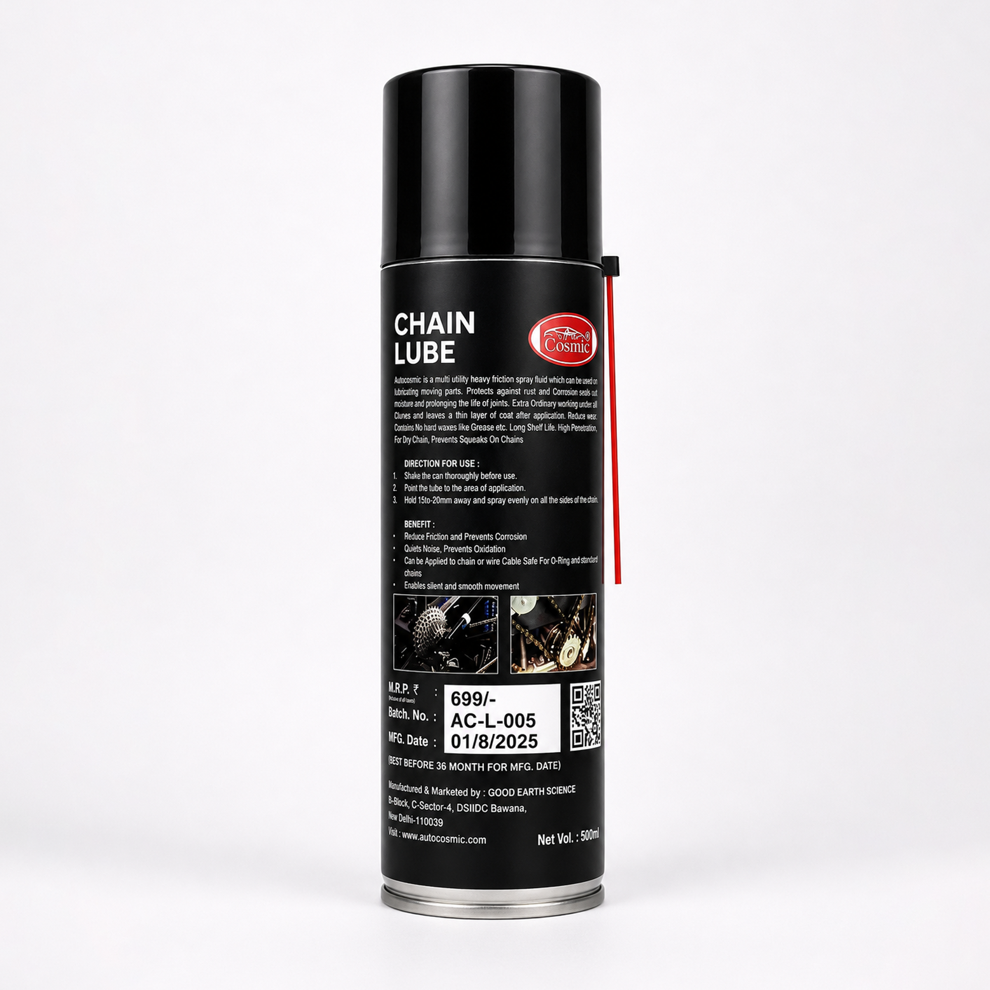Auto Cosmic Chain Lube Spray – High Performance Chain Lubricant & Anti-Corrosion Protection for Motorcycles, Bicycles & Industrial Chains (500ml)